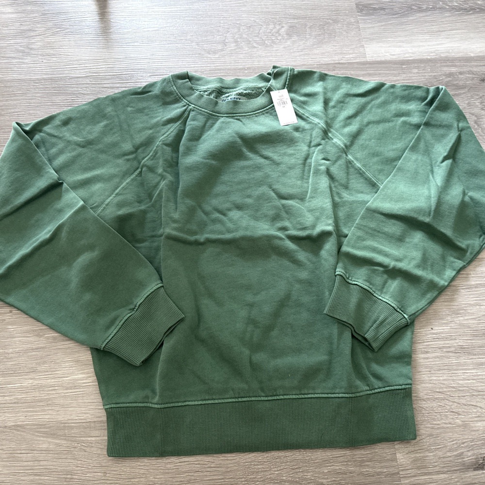 Old Navy Oversized Raglan Crew Neck Sweatshirt, Green, XS